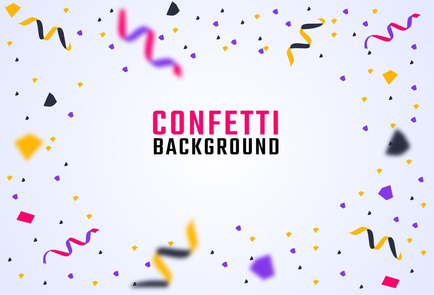 Celebration background template with colorful confetti and ribbons. vector