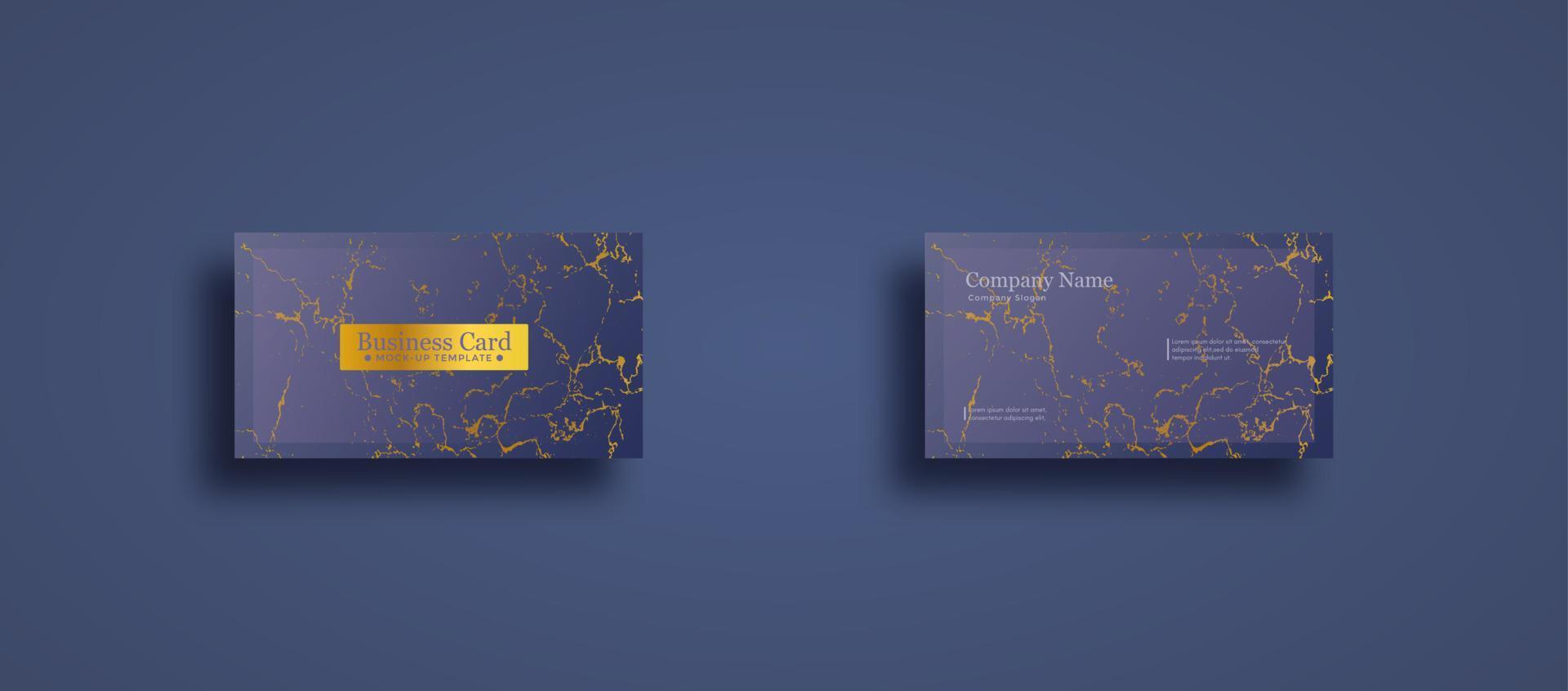 Gradient golden luxury horizontal business card template. Marble pattern business card mock up. vector