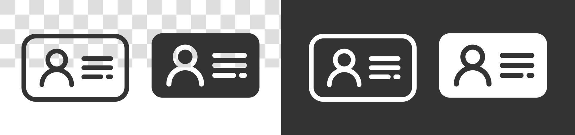 ID Card icon set. Driver's license identification card symbol. Vector illustration.
