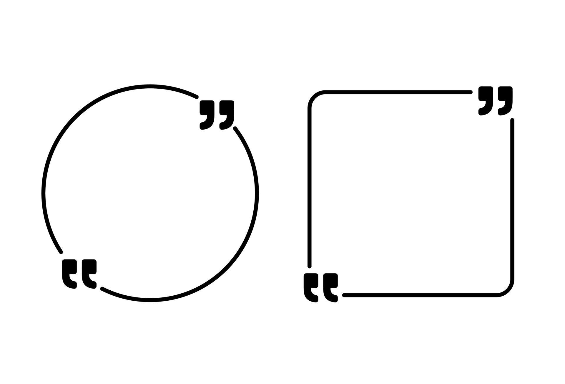 Quote text box frame set. Quotation bubble textbox design empty frames