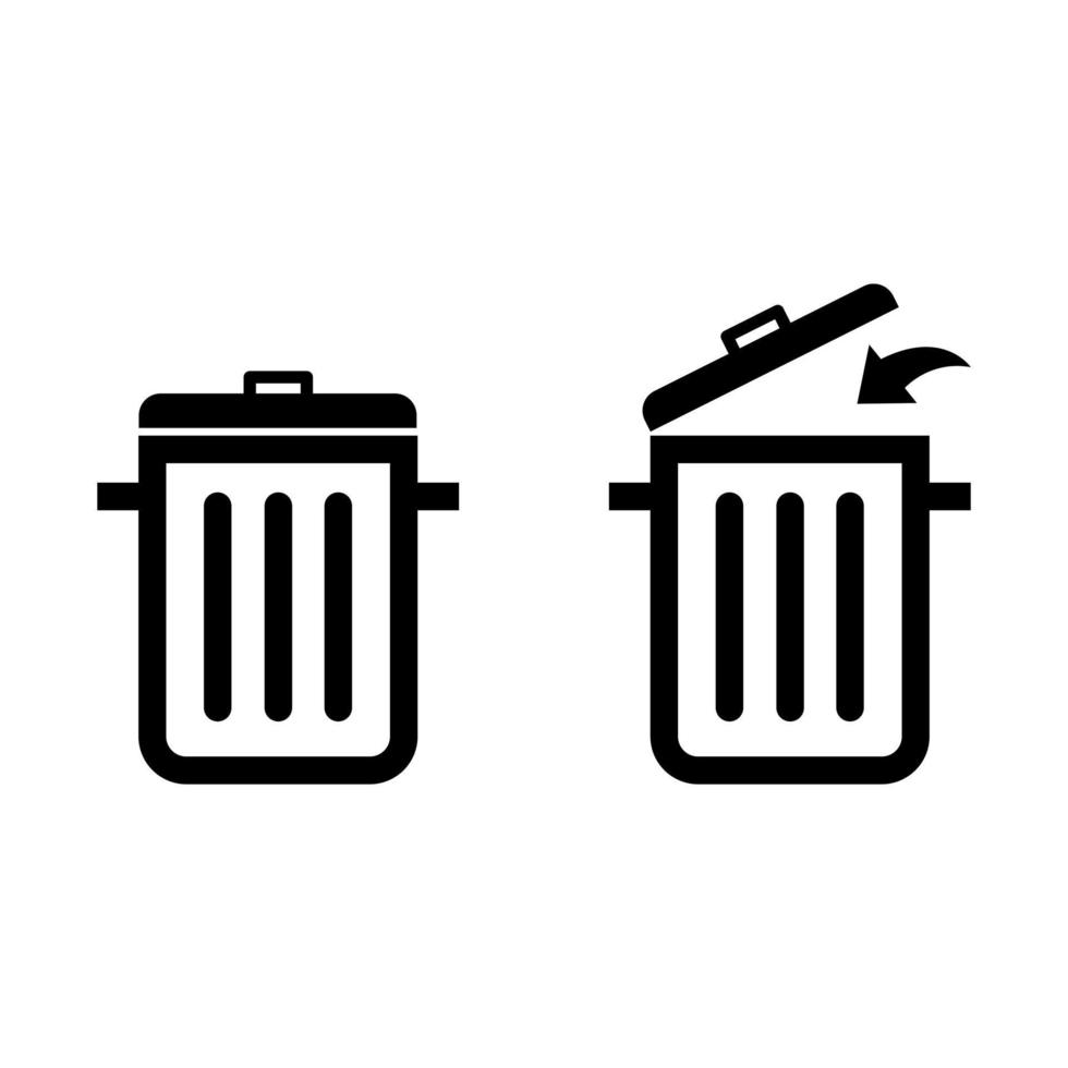 Trash Bin Symbol. Vector Isolated Icons. Vector of Containers for Garbage.