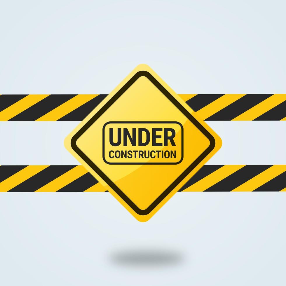 Under contruction design template with yellow and black line. Under construction sign poster. vector