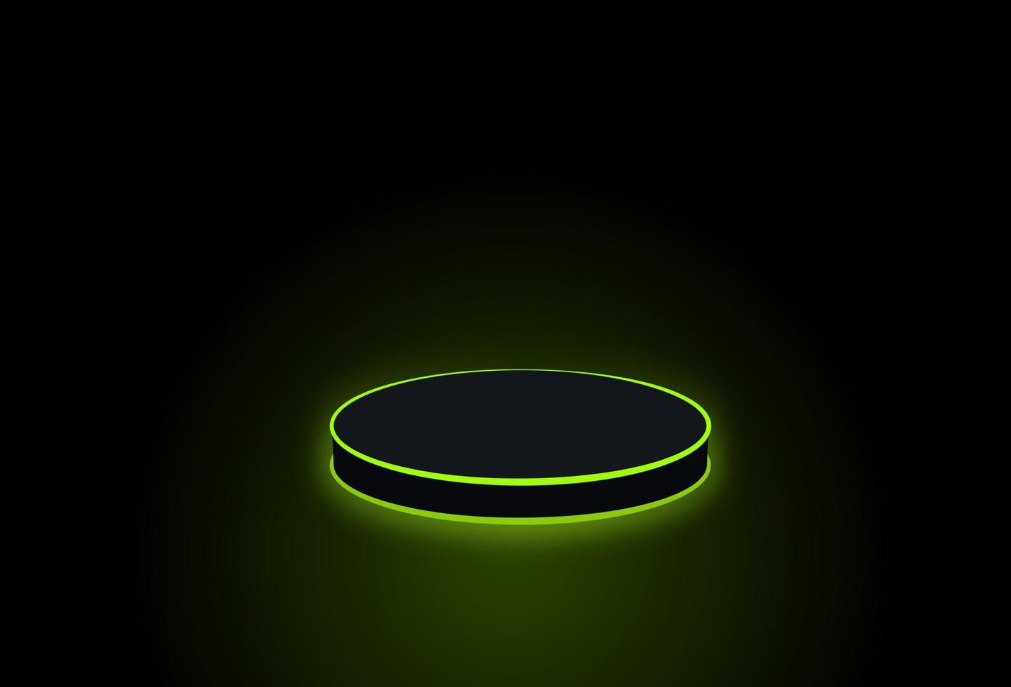 Empty neon stage for product replacement with futuristic green neon light background. vector