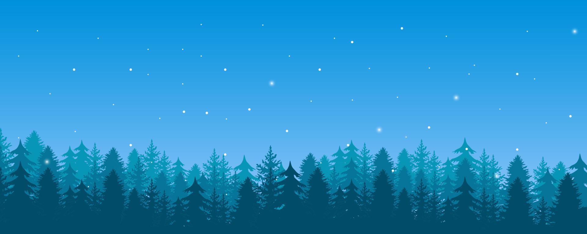 Fondo de bosque de invierno cubierto de nieve con espacio para texto. concepto de fondo de vacaciones mejor para banner. vector