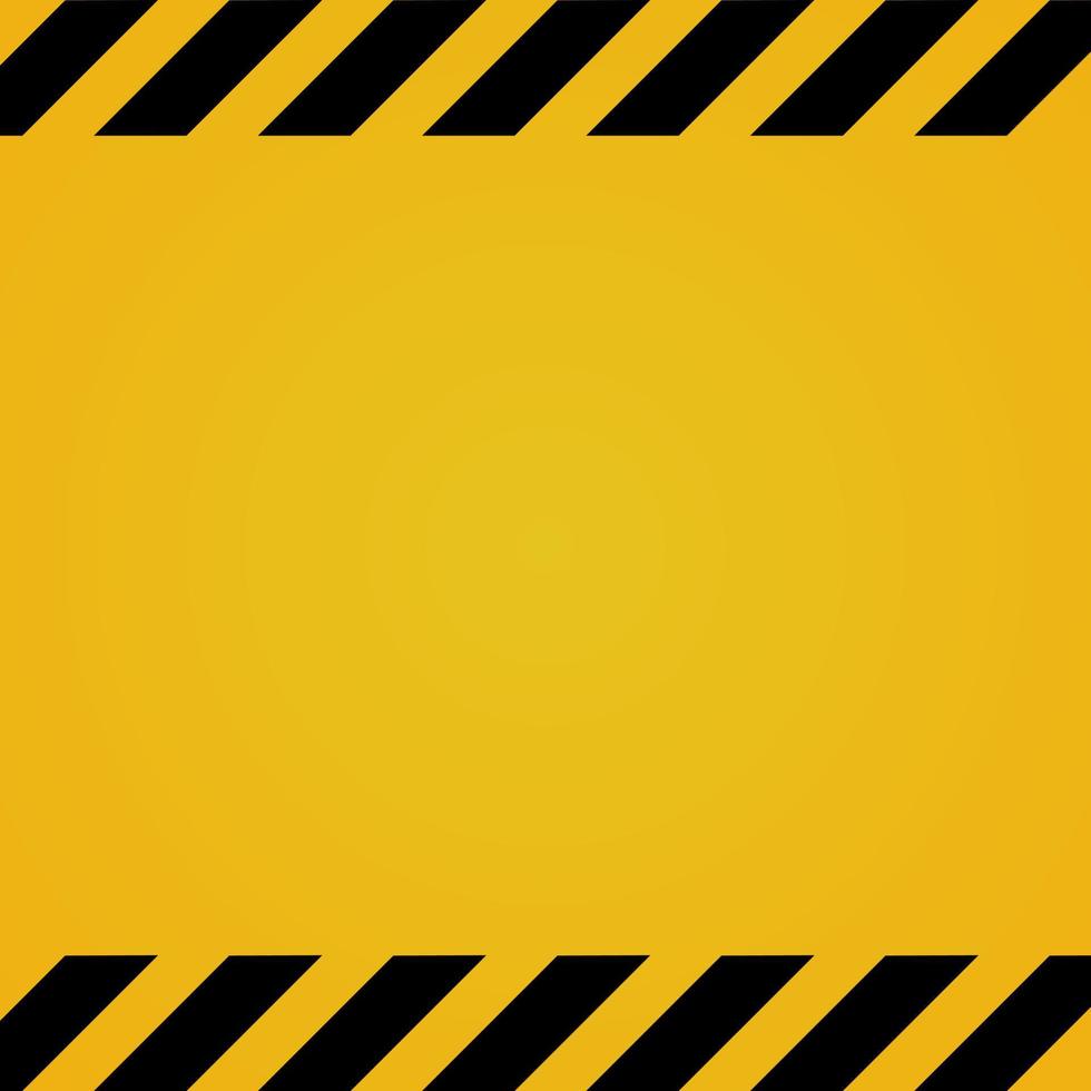 Black and yellow warning background. Caution sign for construction vector