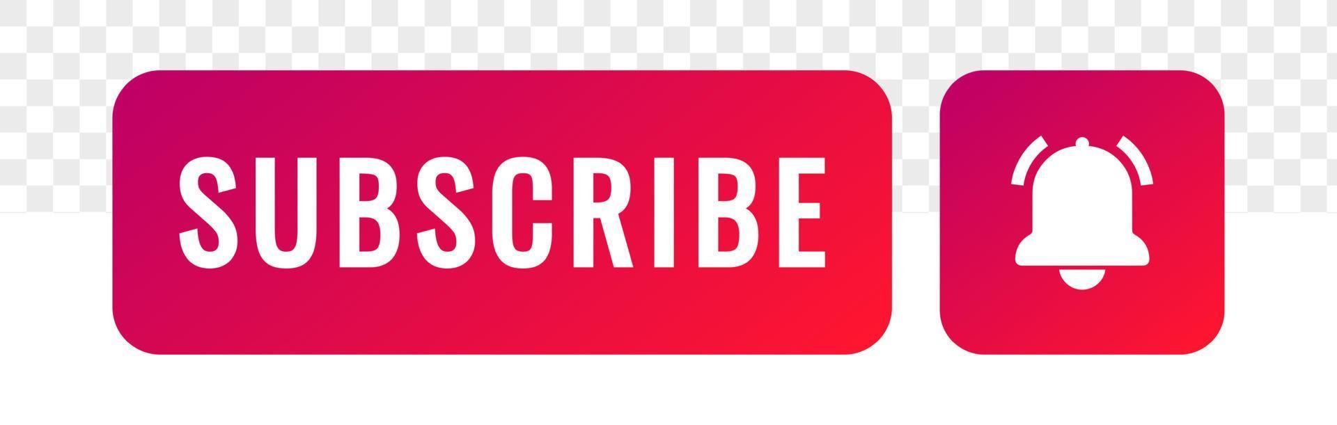 Subscribe button with notification bell on. Vector illustration. Subscribe vector web button