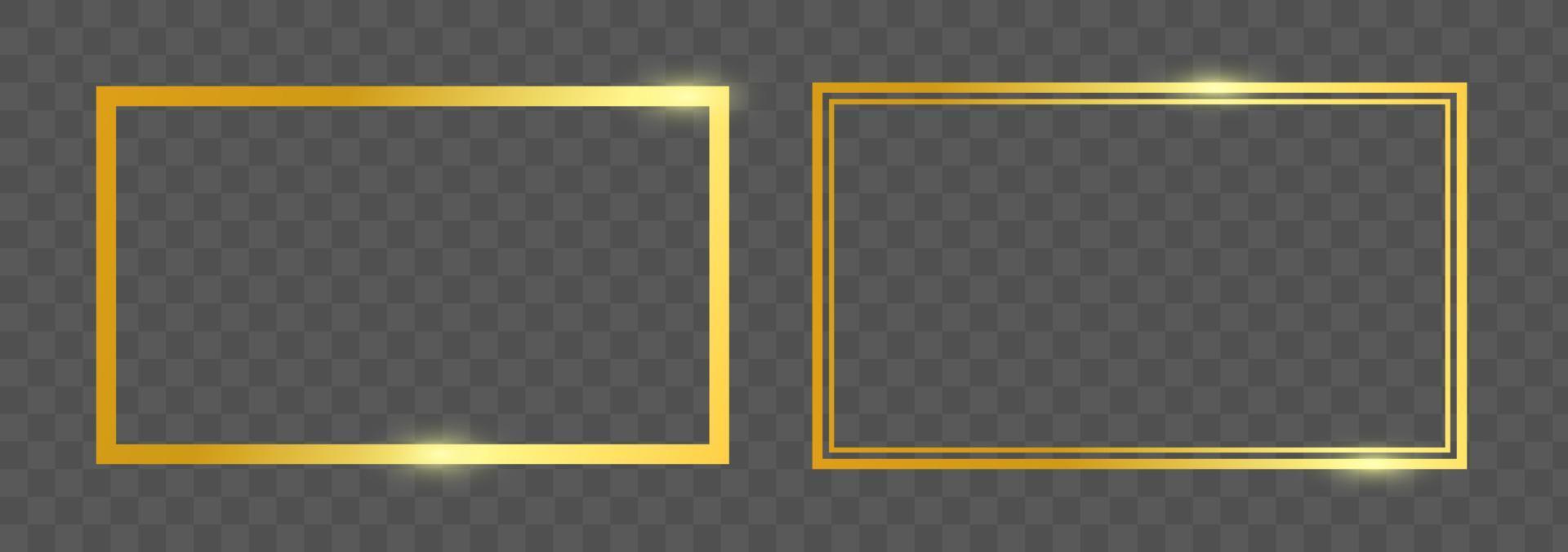 Realistic golden frame set on transparent background. luxury frame template. vector