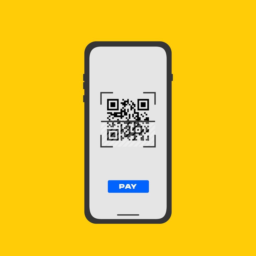 Scan qr code to phone or mobile barcode reader. Electronic digital payment with smartphone. vector