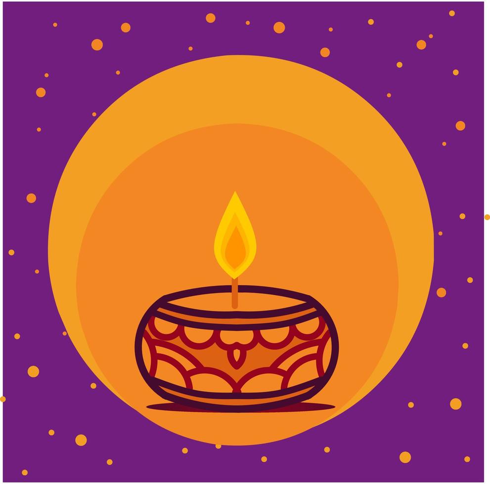 dawali, fondo de diseño de ilustración de festival, velas de festival, velas de mandala y lámparas incandescentes en el medio. festivales y celebraciones indias vector