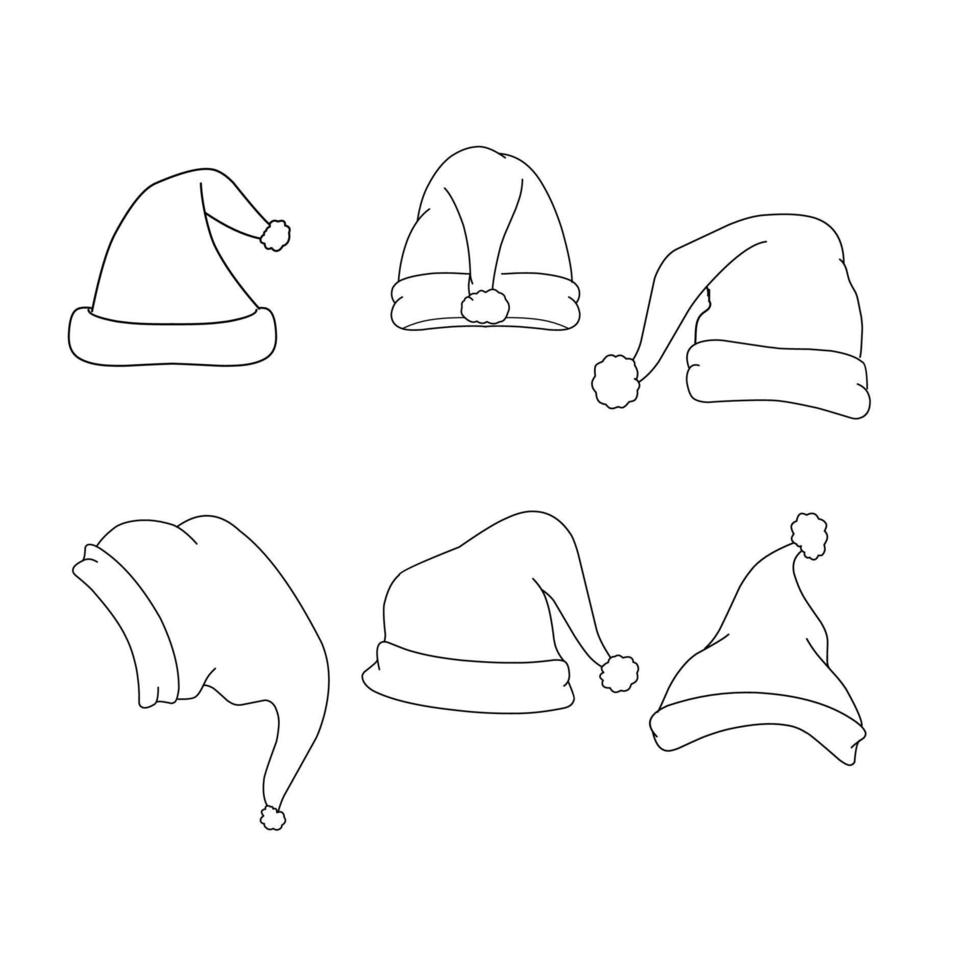 Sata Claus Hat Christmas Outline Islolated vector