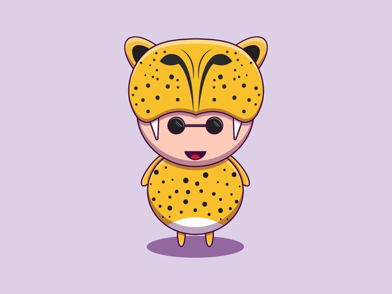 Print Vector cute cheetah animal costume cartoon icon illustration