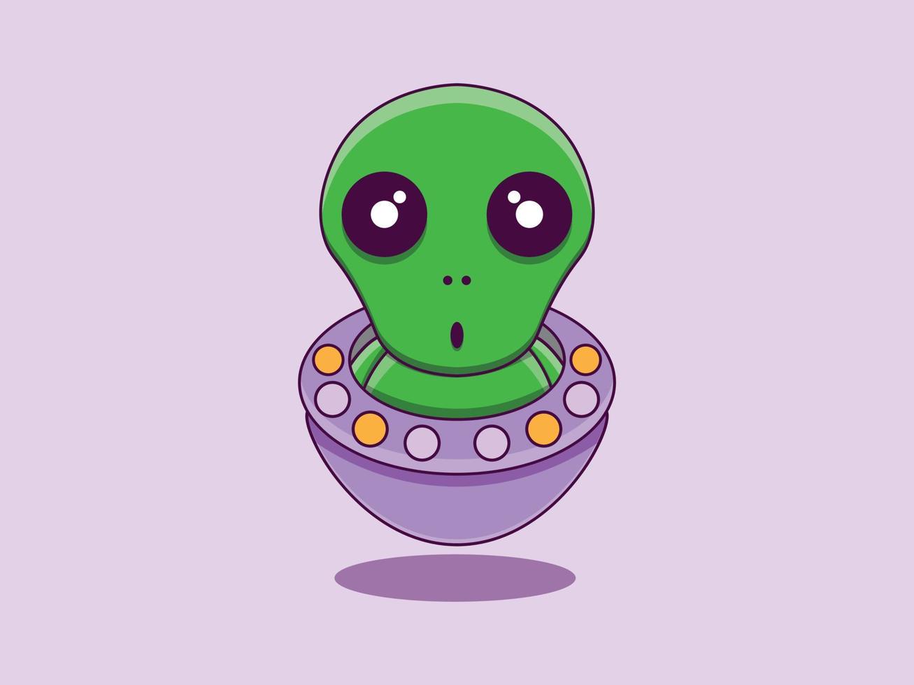 vector de impresión lindo alienígena verde ilustración de dibujos animados