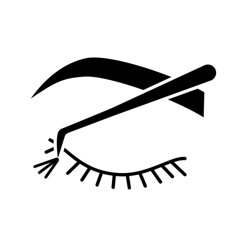 Cluster lash extension glyph icon. Silhouette symbol. Semi permanent or temporary lashes. 3D volume flare lashes. Makeup and beauty. Negative space. Vector isolated illustration