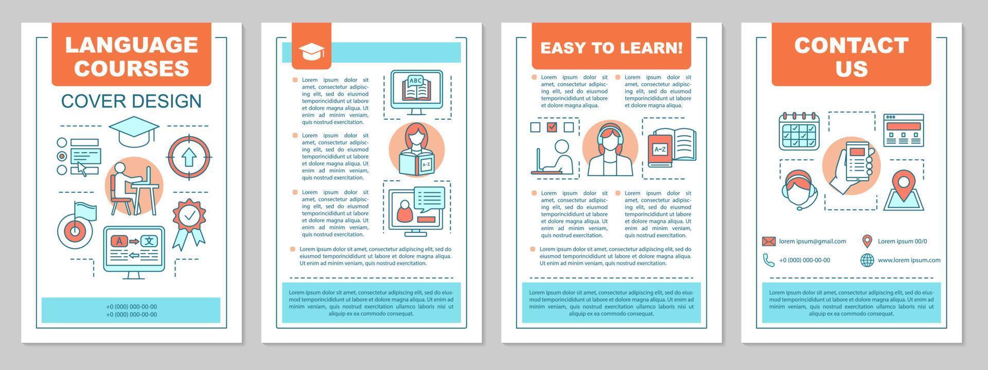 Foreign language learning classes brochure template layout. Flyer ...