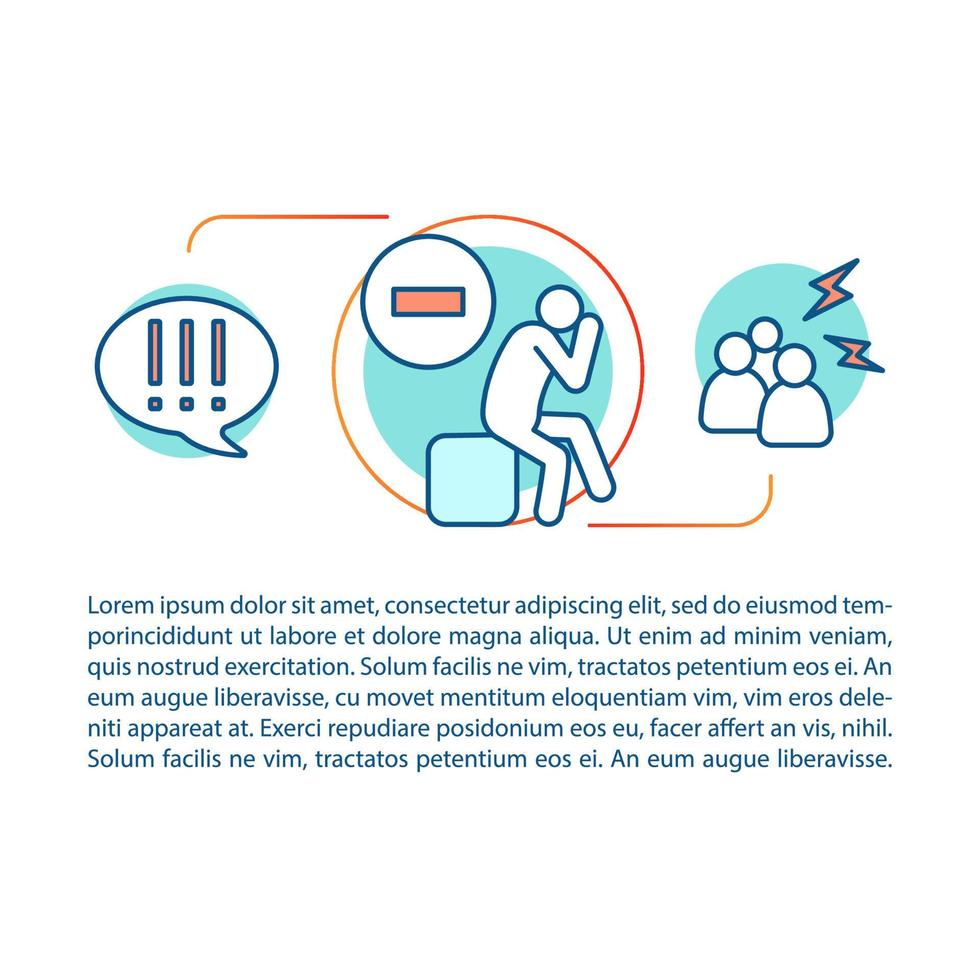 Bullying concept linear illustration. Aggressive intimidation. Person abused by other people. Article, brochure, magazine page. Thin line icons with text. Print design. Vector isolated outline drawing