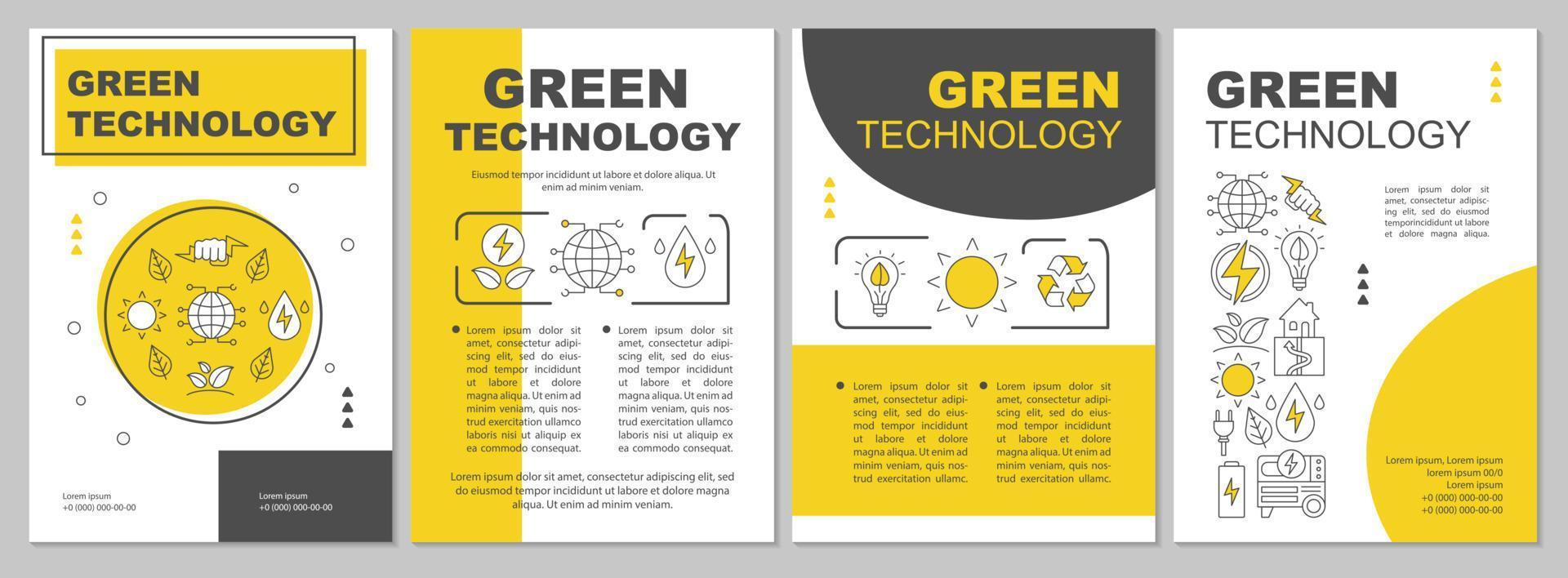 Green technology brochure template. Eco energy. Flyer, booklet, leaflet print design with linear icons. Environment conservation. Vector page layouts for magazines, annual reports, advertising posters