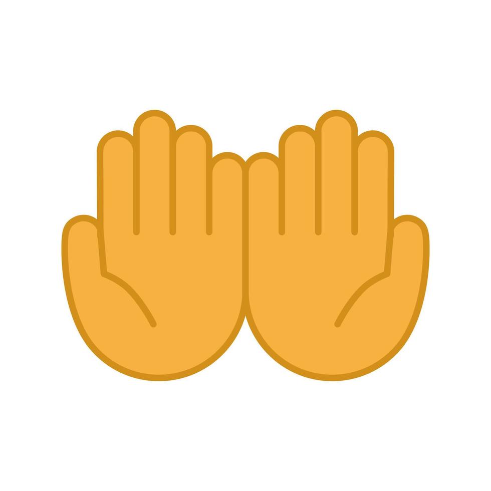 Cupped hands color icon. Palms up together emoji. Begging gesturing. Islam praying hands. Isolated vector illustration