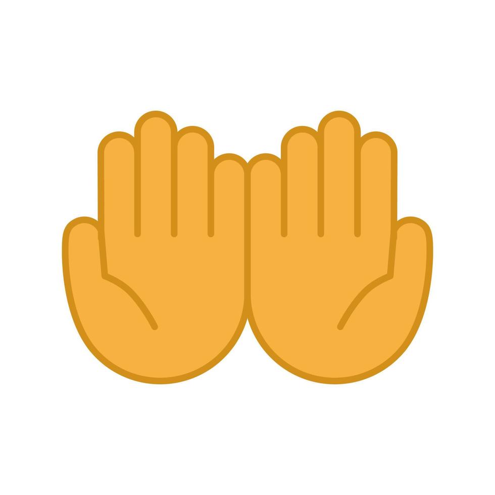 Cupped hands color icon. Palms up together emoji. Begging gesturing. Islam praying hands. Isolated vector illustration