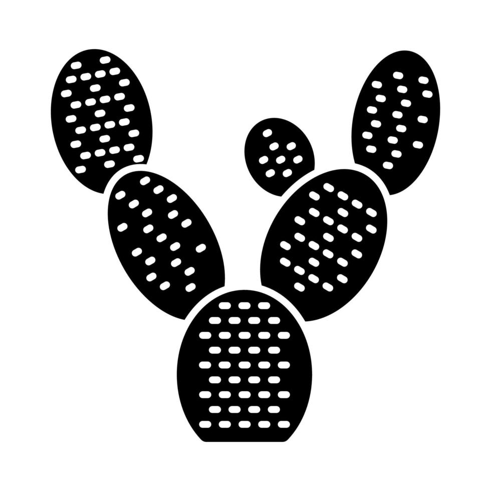 Bunny ears cactus glyph icon. Opuntia microdasys. Prickly pear cactus. Mexican exotic flora. Silhouette symbol. Negative space. Vector isolated illustration