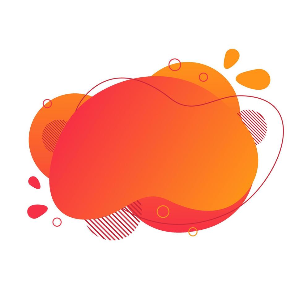 Abstract fluid design element. Minimalistic background for text. Wavy bubble banner, poster clipart with lines, dots. Gradient liquid orange flat shape. Geometric color illustration. Isolated vector