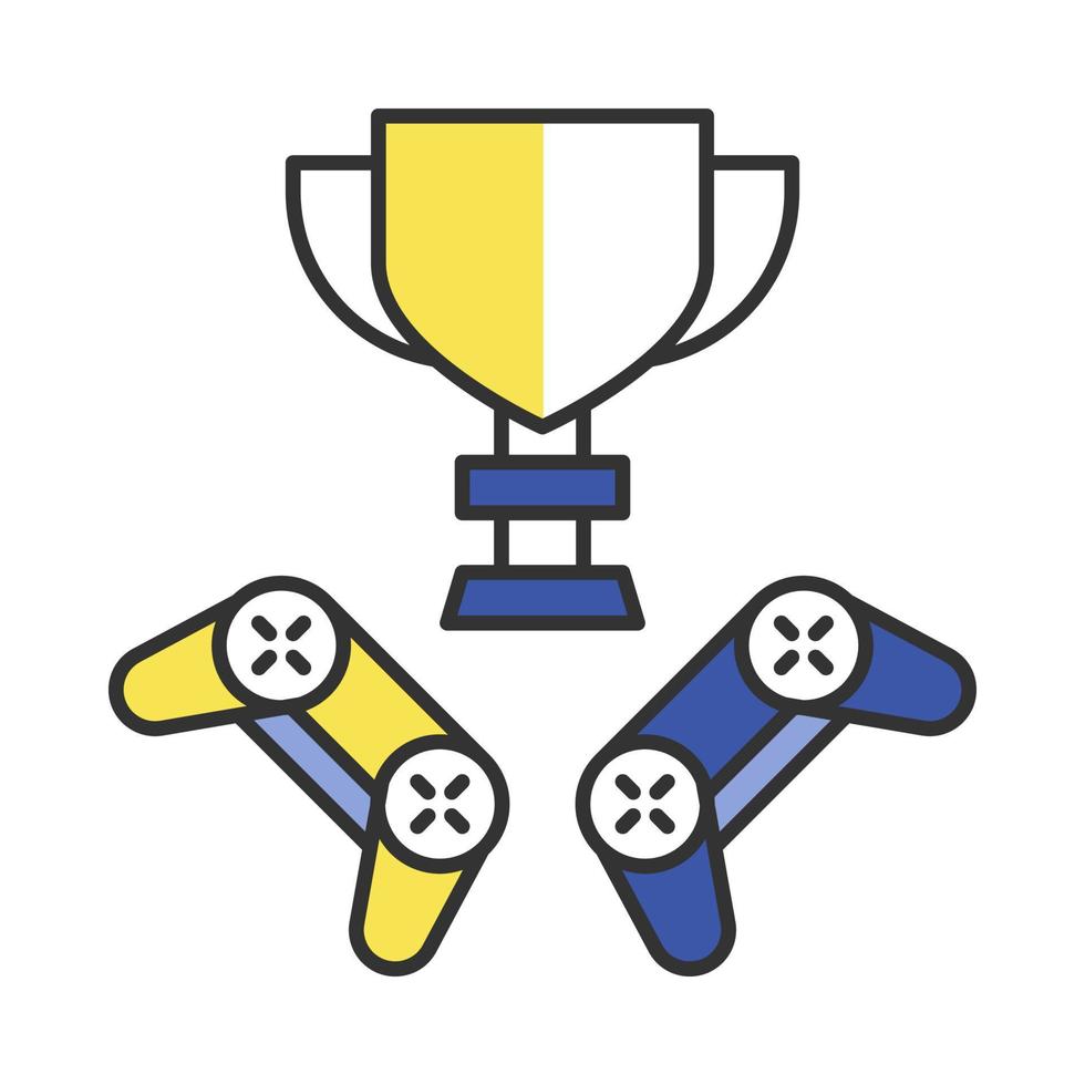 Esports cup color icon. Competition winner trophy. Video gaming tournament. Cyber sport champion award. Isolated vector illustration