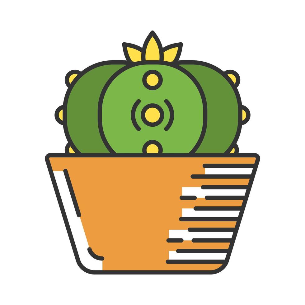 Peyote cactus in pot color icon. Lophophora. Mescal button. Garden cactus. Mexico native flora. Isolated vector illustration