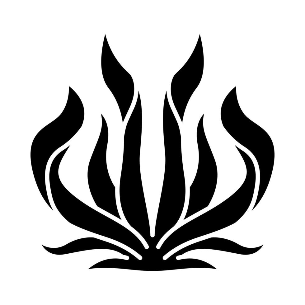Century plant glyph icon. Agave americana. Desert succulent. American aloe. Grass bush. Seaweed. Silhouette symbol. Negative space. Vector isolated illustration