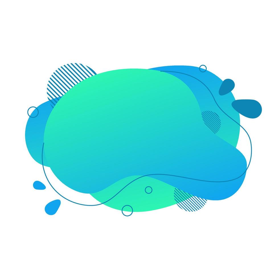 Abstract fluid design element. Minimalistic background for text. Wavy bubble banner, poster clipart with lines, dots. Gradient liquid blue flat shape. Geometric color illustration. Isolated vector