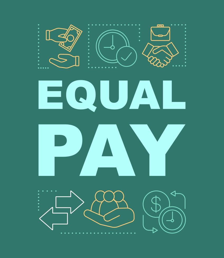 Equal pay word concepts banner. Workplace discrimination. Gender wage, salary inequality. Presentation, website. Isolated lettering typography idea with linear icons. Vector outline illustration