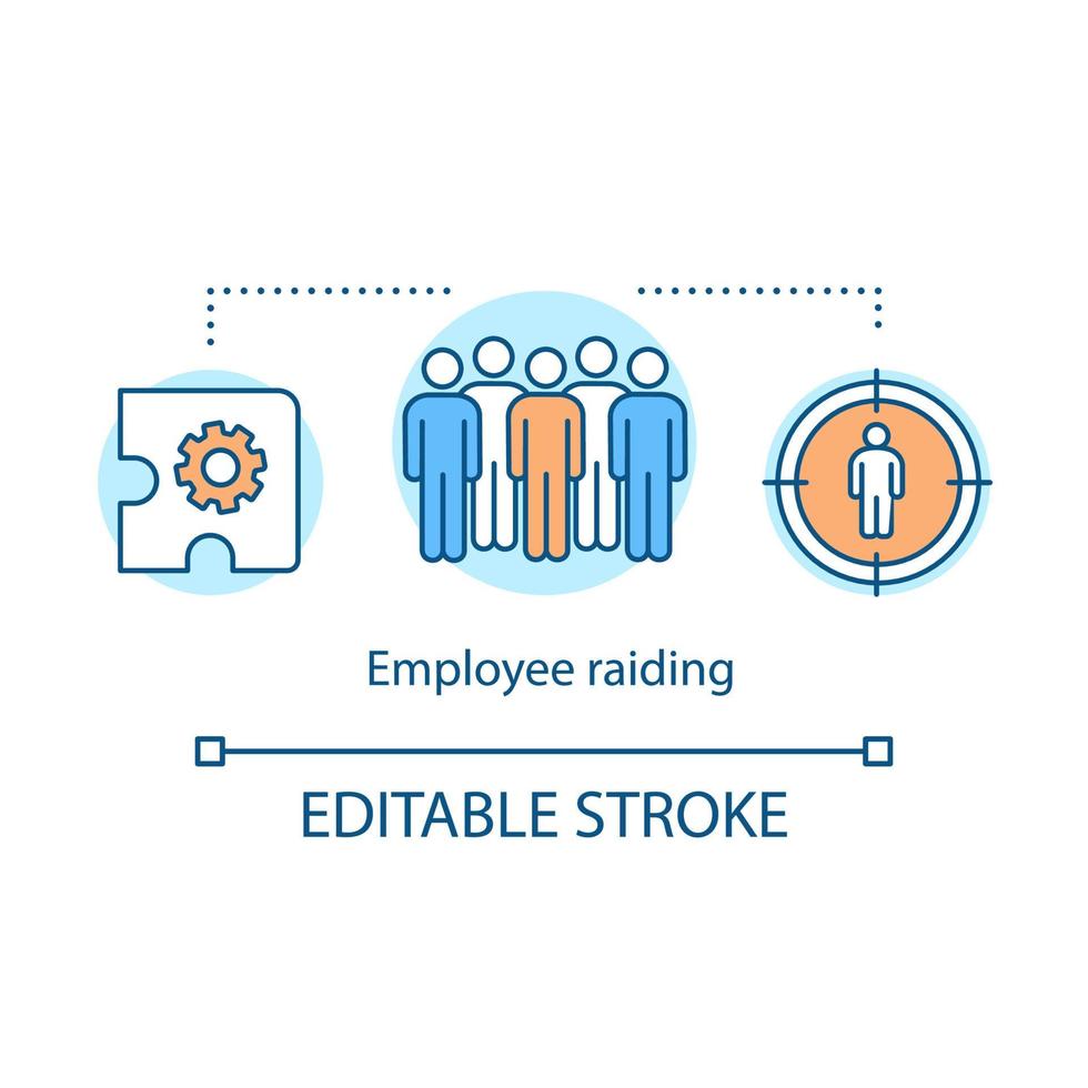 Employee raiding concept icon. Talent poaching idea thin line illustration. Competitive recruiting. Targeted hiring. Employee enticement, attraction. Vector isolated outline drawing. Editable stroke