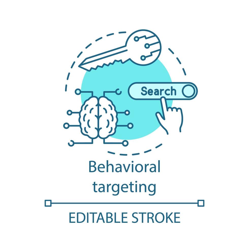 Behavioral targeting turquoise concept icon. User behavior idea thin line illustration. Behavioral analytics for marketing vector isolated outline drawing. Customer prediction. Editable stroke