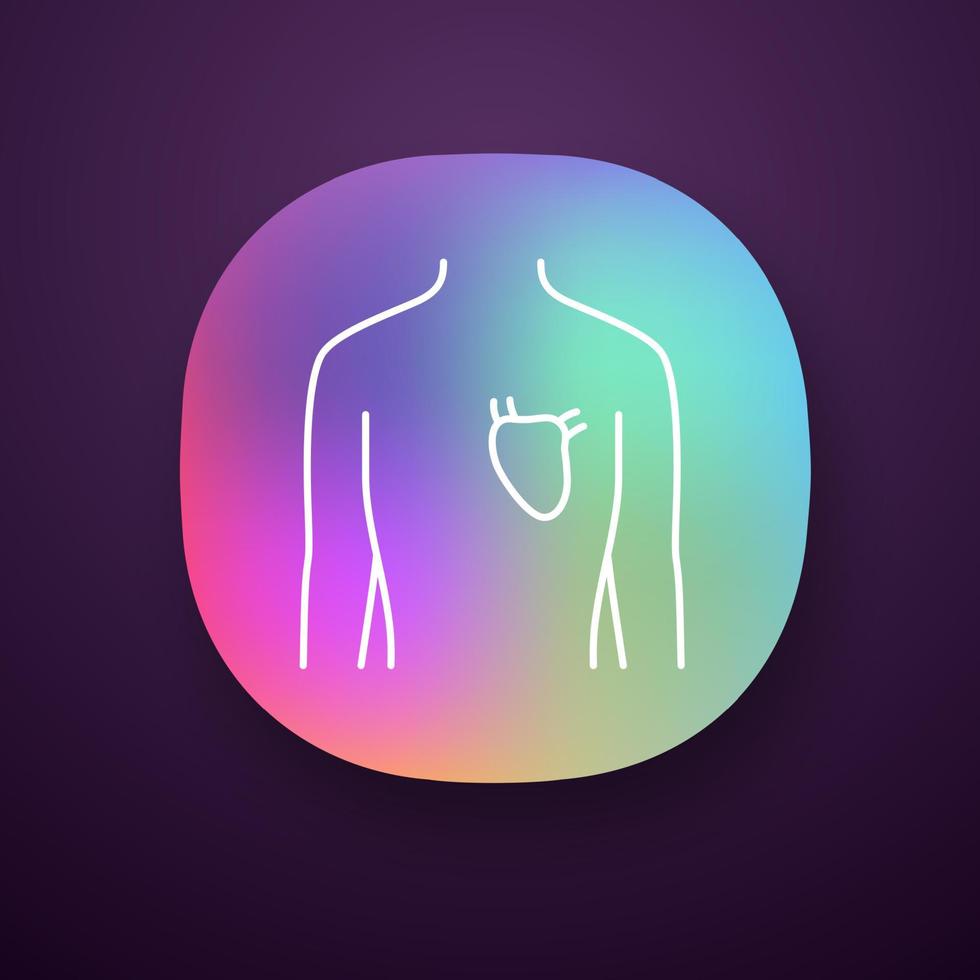 Healthy heart app icon. Human organ in good health. Functioning cardiovascular system. Wholesome physical health. UI UX user interface. Web or mobile application. Vector isolated illustration