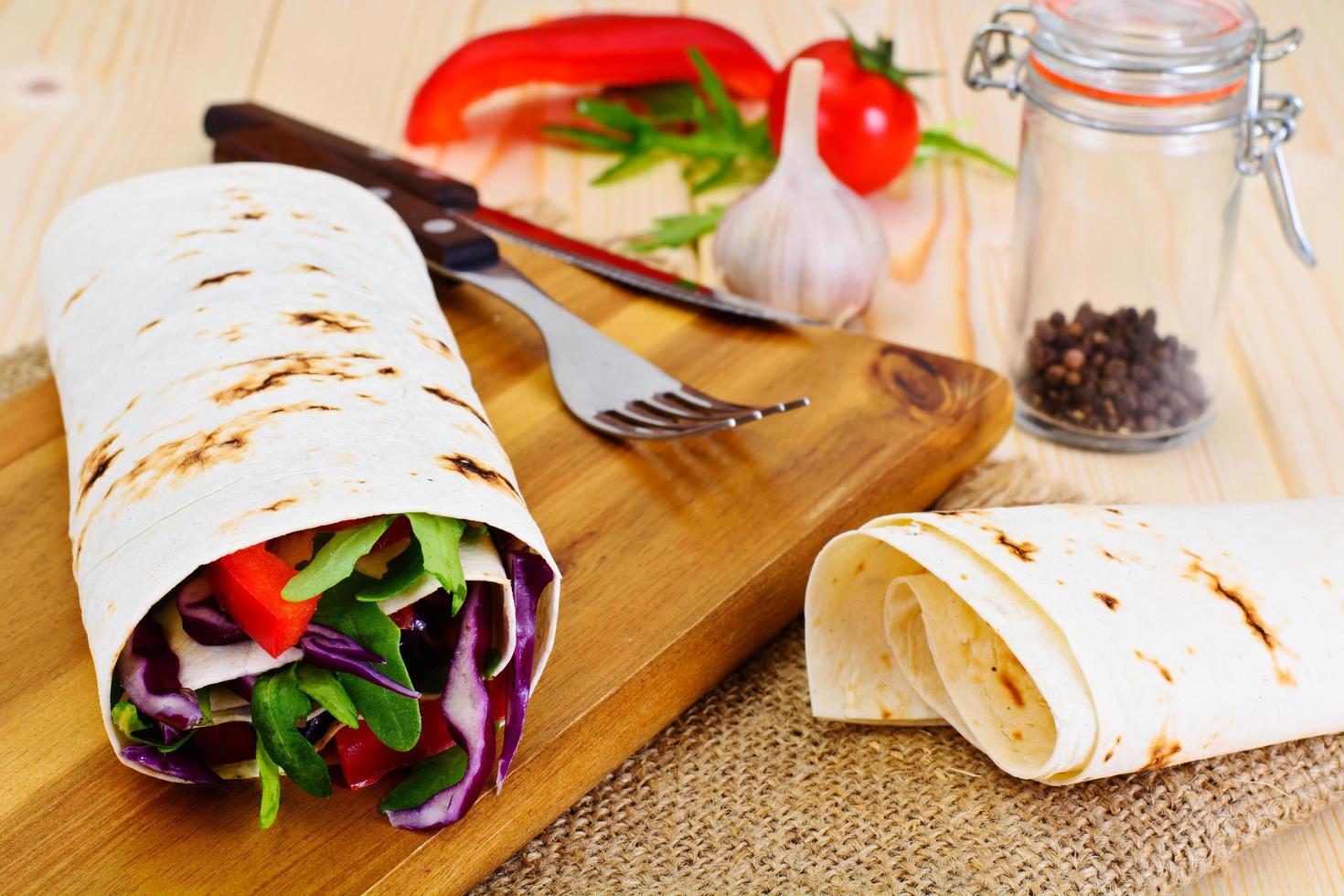 Shawarma Lavash with Chicken and Vegetables photo