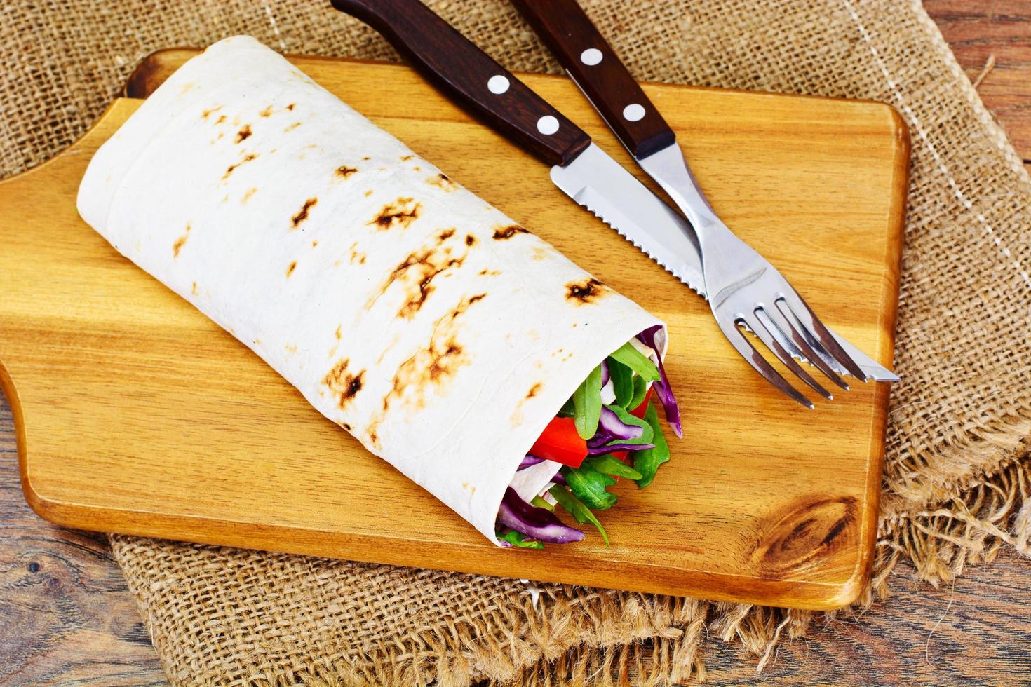 Shawarma Lavash with Chicken and Vegetables photo