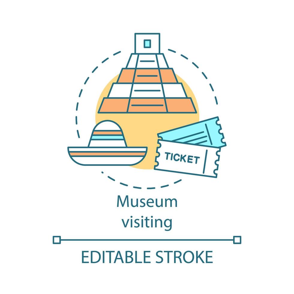 Museum visiting concept icon. Family activities with kids idea thin line illustration. Educational and entertaining museum trips. Vector isolated outline drawing. Editable stroke