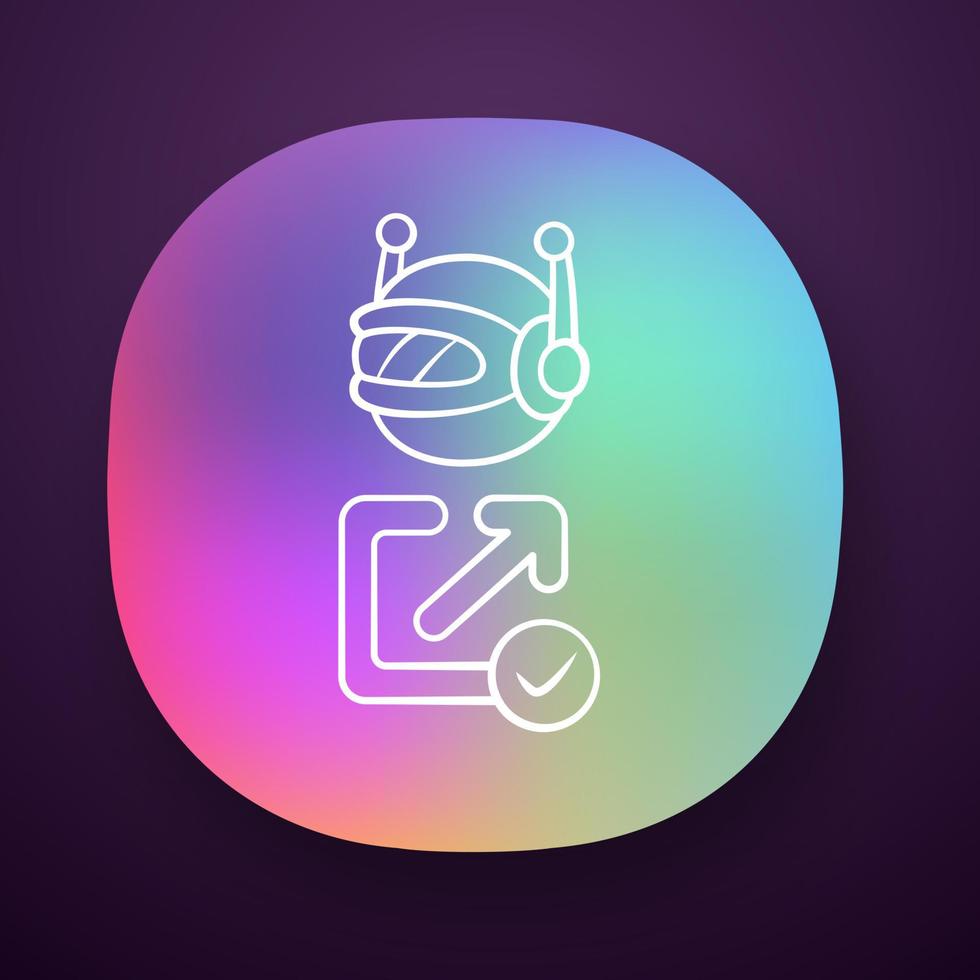 Backlink checker bot app icon. Website optimization. Artificial intelligence. Support service bot, ai. Robot machine. UI UX user interface. Web or mobile application. Vector isolated illustration