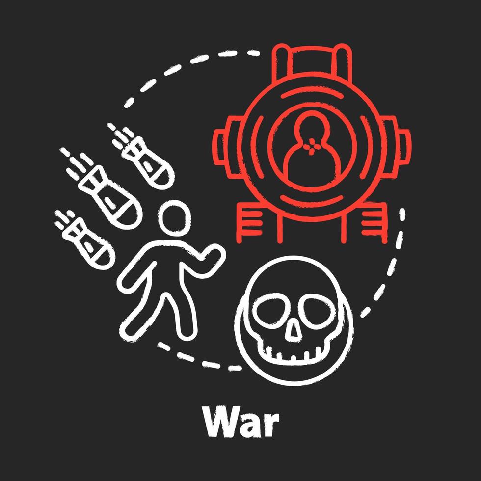 War chalk concept icon. Military action idea. Warfare terrorism. Armed forces. Offensive. Military operation, blockade, siege. Vector isolated chalkboard illustration