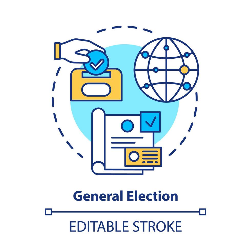 icono del concepto de elecciones. Ilustración de línea fina de idea de elección general. votando, eligiendo entre candidatos políticos. referéndum, elección pública, decisión. dibujo de contorno aislado vectorial. trazo editable vector