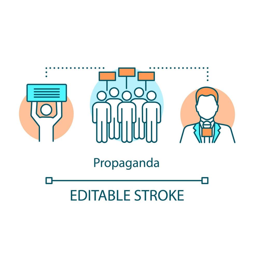 Election concept icon. Propaganda idea thin line illustration. Political meeting, protest action. Public opinion. Strike against government control. Vector isolated outline drawing. Editable stroke