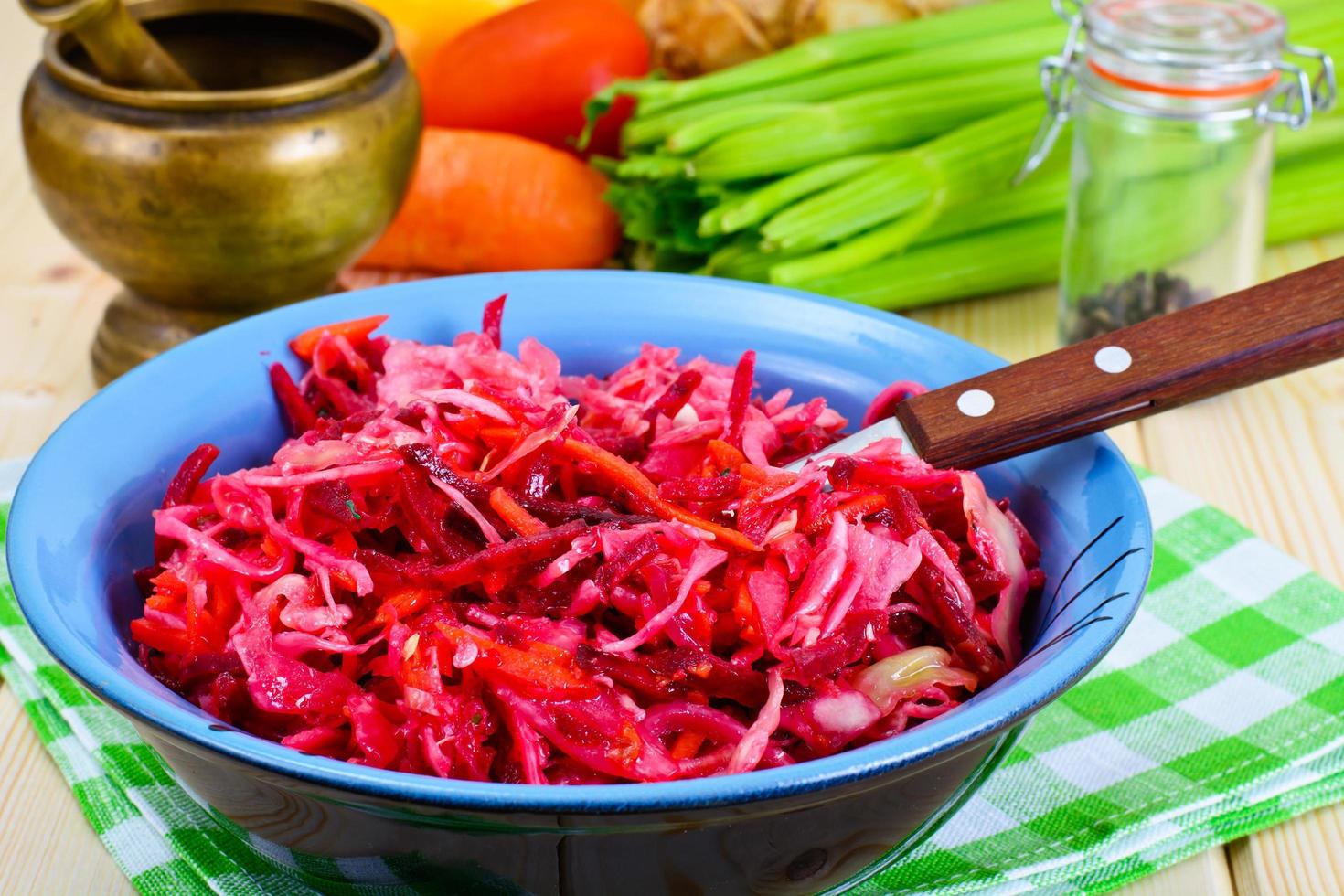 Salad with Beets, Carrots, Cabbage and  Celery photo