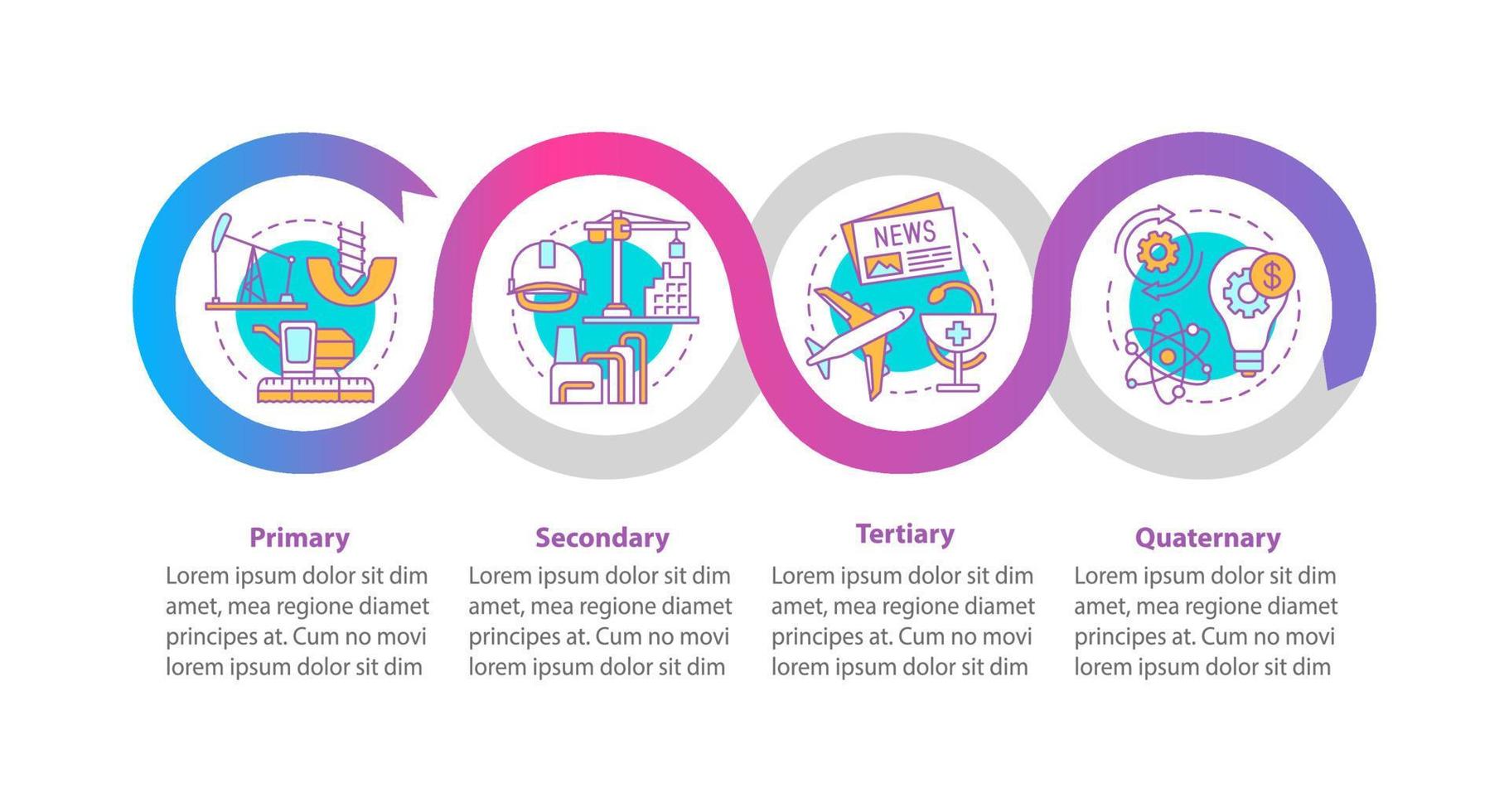 Manufacturing process vector infographic template. Business presentation design elements. Data visualization with four steps and options. Process timeline chart. Workflow layout with linear icons
