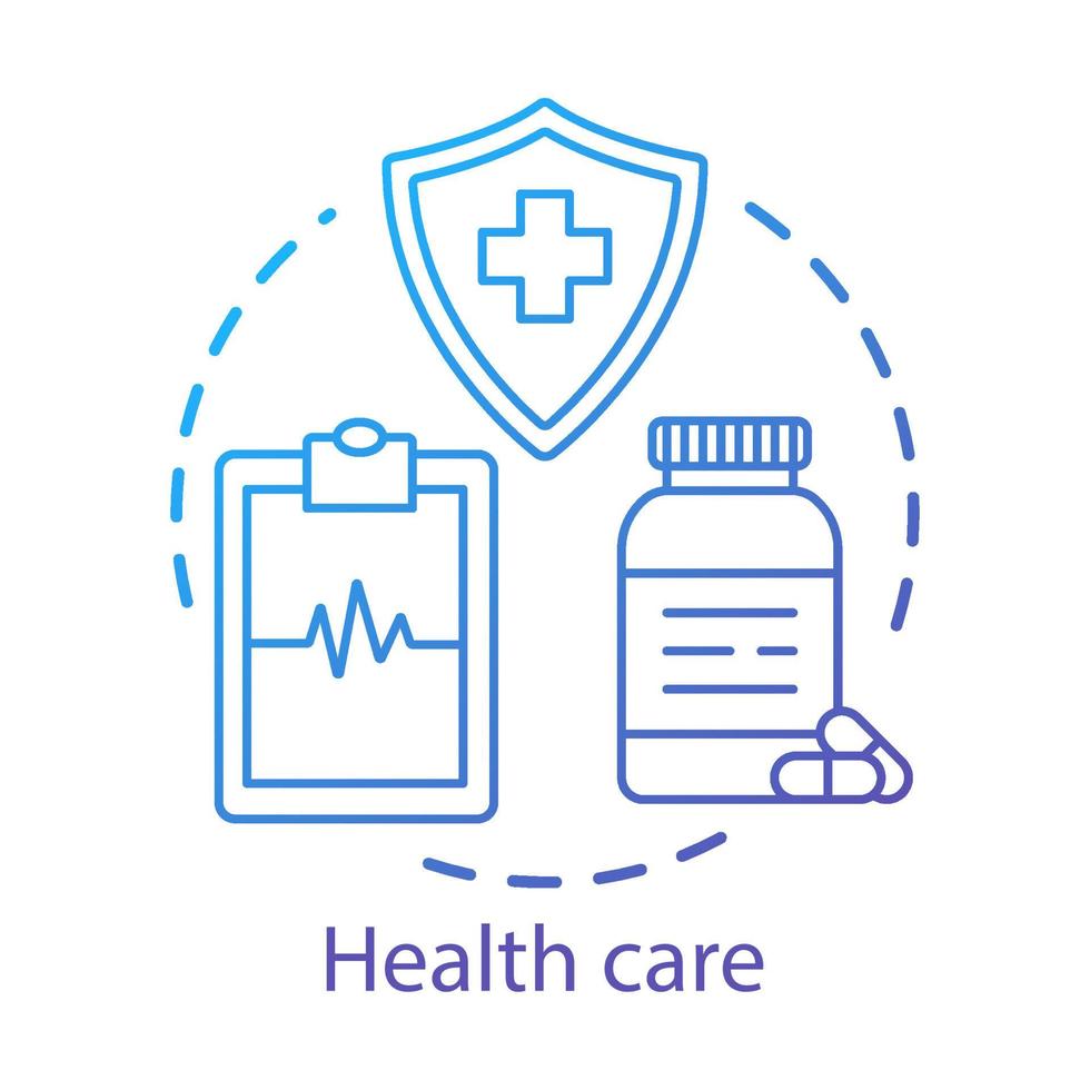 Health care concept icon. Healthcare, medicine. Therapeutic services. Medical insurance, examination, treatment idea thin line illustration. Vector isolated outline drawing. Editable stroke