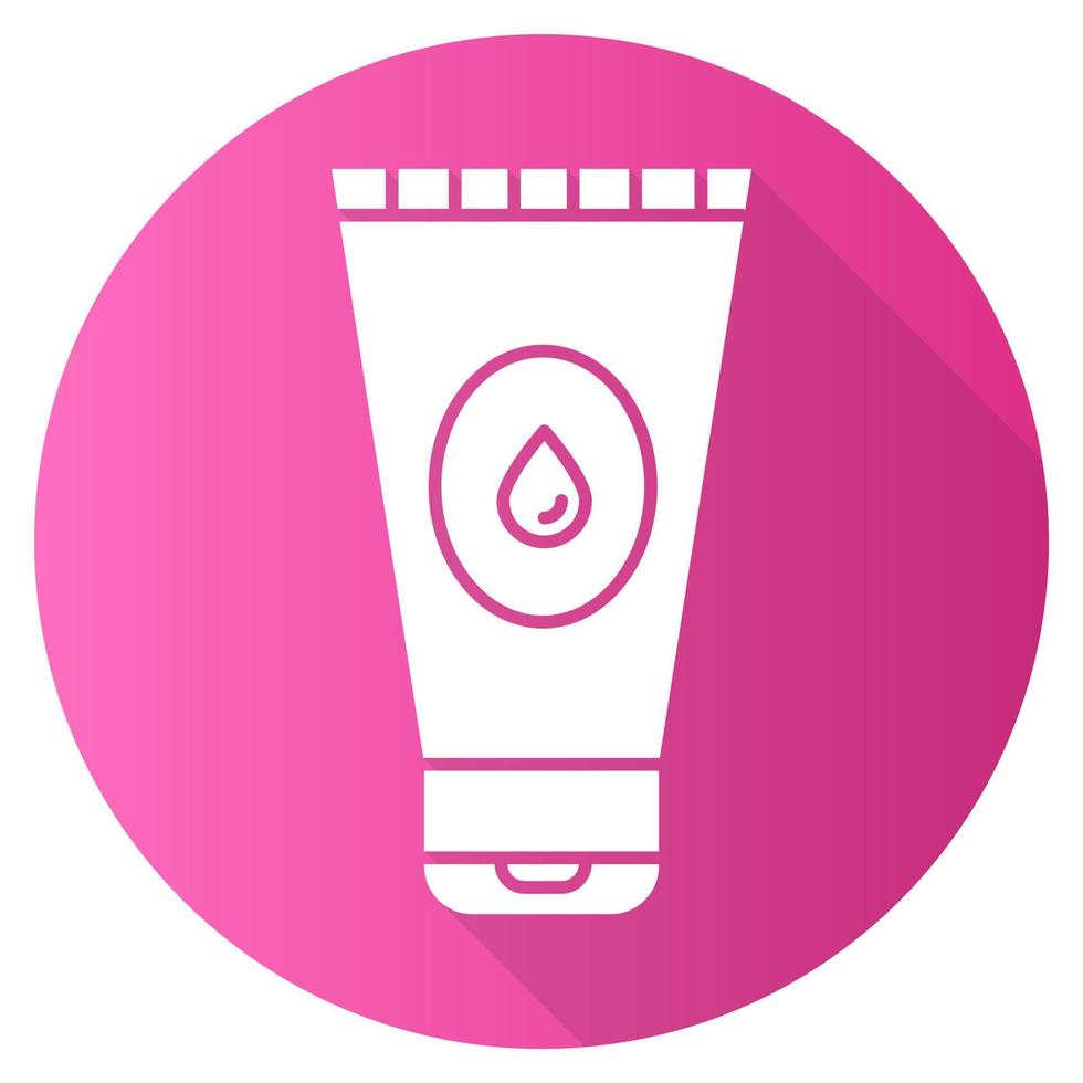 Water-based lubricant pink flat design long shadow glyph icon. Male, female product for safe sex. Healthy intercourse. Natural gel, lube. Product for intimate hygiene. Vector silhouette illustration