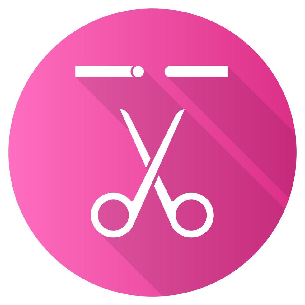 Sterilisation pink flat design long shadow glyph icon. Fallopian tubes cut. Vasectomy. Preservative with surgical procedure. Safe sex. Permanent pregnancy prevention. Vector silhouette illustration