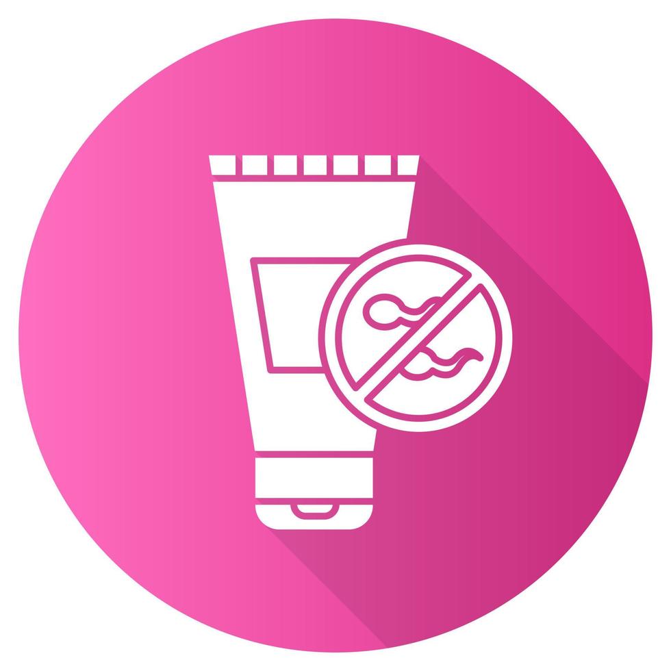 Spermicide pink flat design long shadow glyph icon. Female preservative method. Contraceptive for unwanted pregnancy prevention. Lubricant. Gel product for safe sex. Vector silhouette illustration