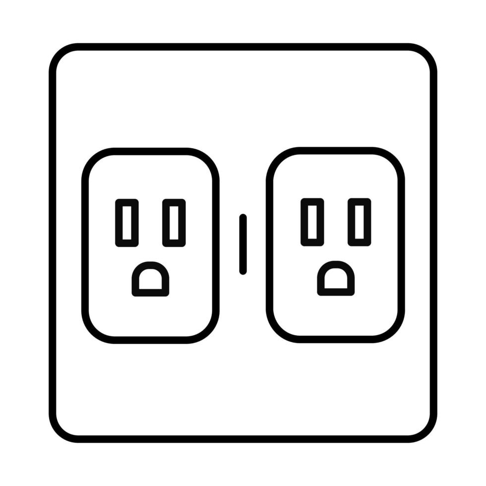 Charging outlets linear icon. Two wall sokets. Electrical connectors. Power points. Apartment amenities. Thin line illustration. Contour symbol. Vector isolated outline drawing. Editable stroke