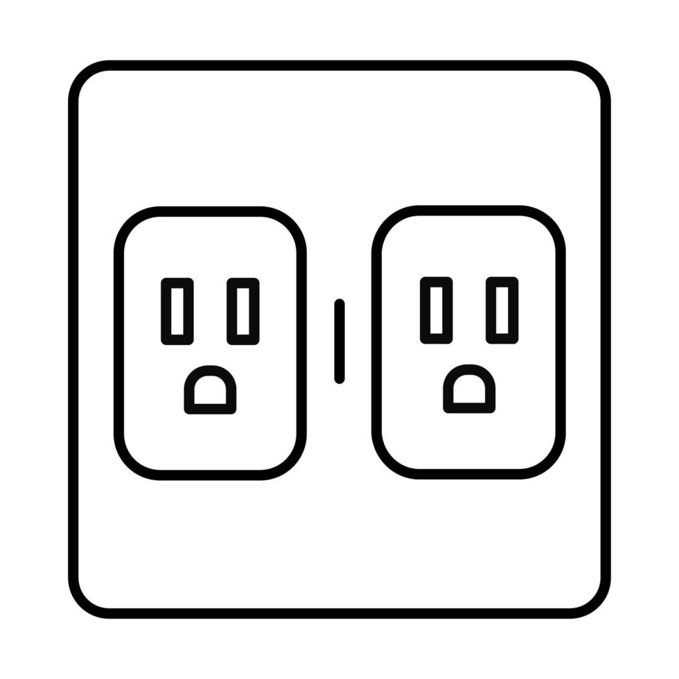 Charging outlets linear icon. Two wall sokets. Electrical connectors. Power points. Apartment amenities. Thin line illustration. Contour symbol. Vector isolated outline drawing. Editable stroke