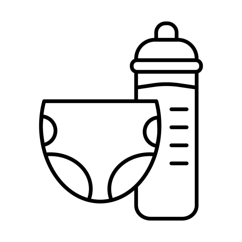 Toddler room linear icon. Nursery. Nappy, baby bottle. Children care zone. Kids bedroom. Childcare place. Thin line illustration. Contour symbol. Vector isolated outline drawing. Editable stroke