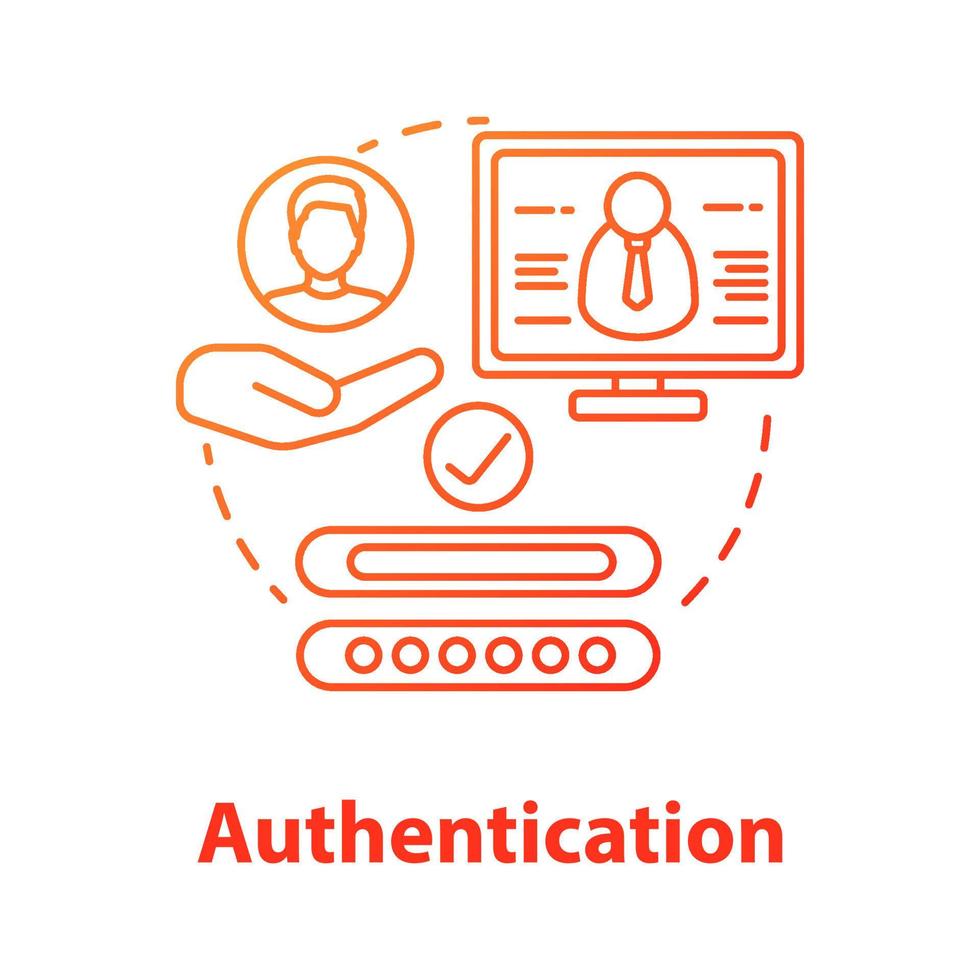 Authentication concept icon. User authorization, login. Personal privacy protection with password. Cybersecurity system idea thin line illustration. Vector isolated outline drawing