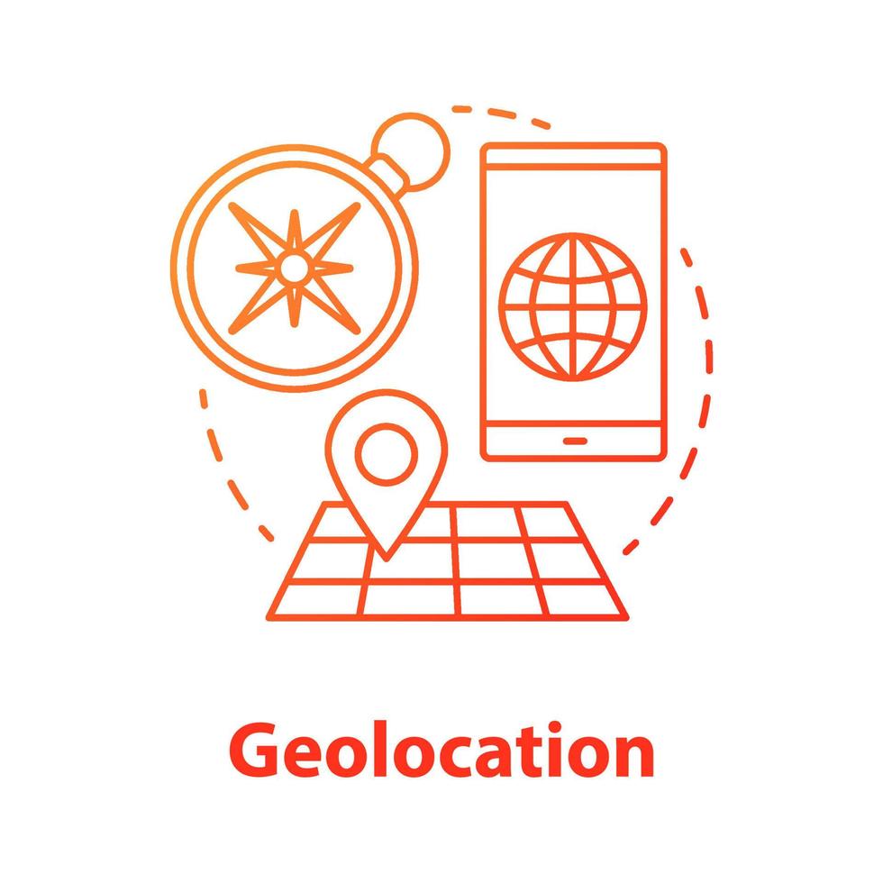 icono del concepto de geolocalización. Ilustración de línea fina de idea de navegación GPS. ruta de búsqueda, elija el destino del viaje. mapa con geoetiqueta. aplicación de navegador. dibujo de contorno aislado vectorial vector